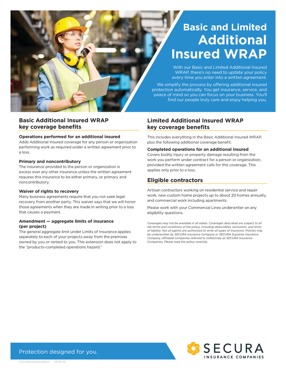 Basic Limited Additional Insured WRAP Sell Sheet